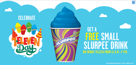 Free Slurpee at 7-Eleven Friday
