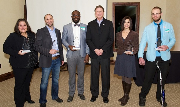 Mayor Bach with Winners (L To R): Dr. Wendy Birhanzel, Conor Mccloskey, Yemi Mobolade, Nikki Mccomsey and Jorden Smith (Photos Courtesy Holveck Designs)